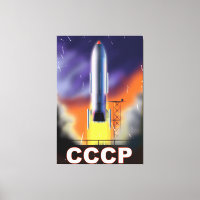 Retro Space Rocket Poster der sowjetischen Gewerks