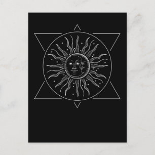 Retro Space Stars Sun Moon Constellation Postkarte