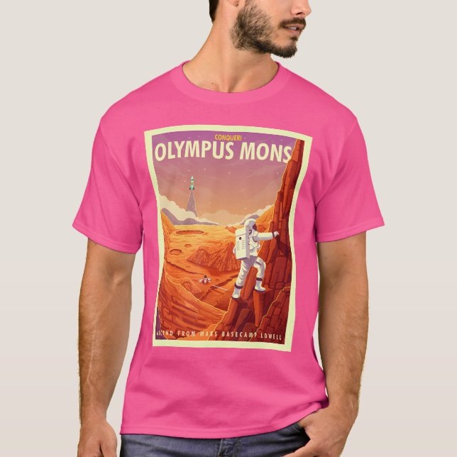 Retro Space Tourism Mars Olympus Mons Mountain Cli T-Shirt (Vorderseite)