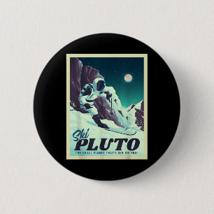 Retro Space Tourismus Skigebiet Skigebiet Skifahre Button