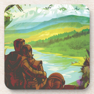 Retro Space Travel Poster-an-Earth Science Mission Getränkeuntersetzer