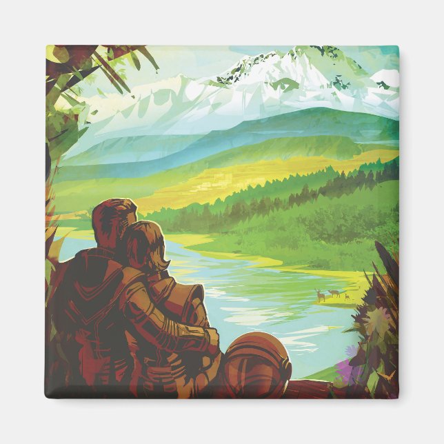 Retro Space Travel Poster-an-Earth Science Mission Magnet (Vorne)