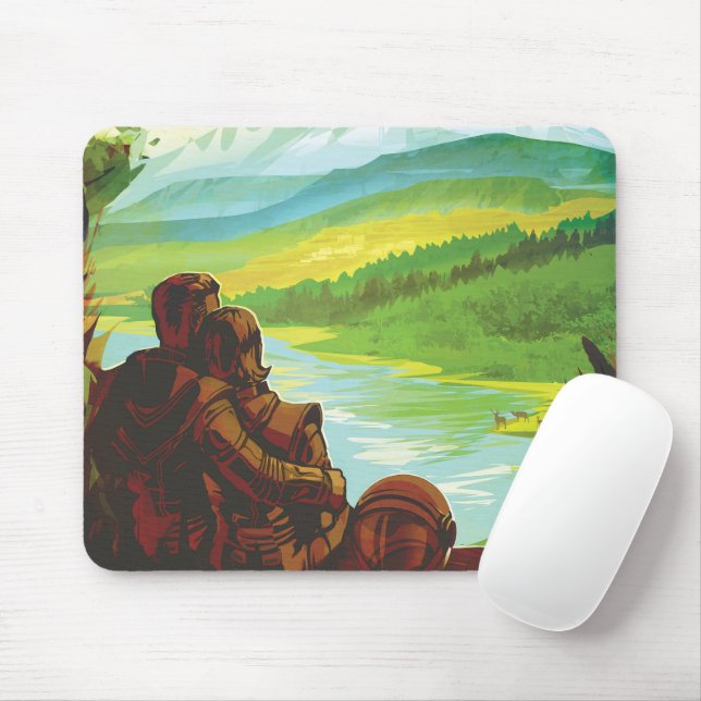 Retro Space Travel Poster-an-Earth Science Mission Mousepad (Mit Mouse)