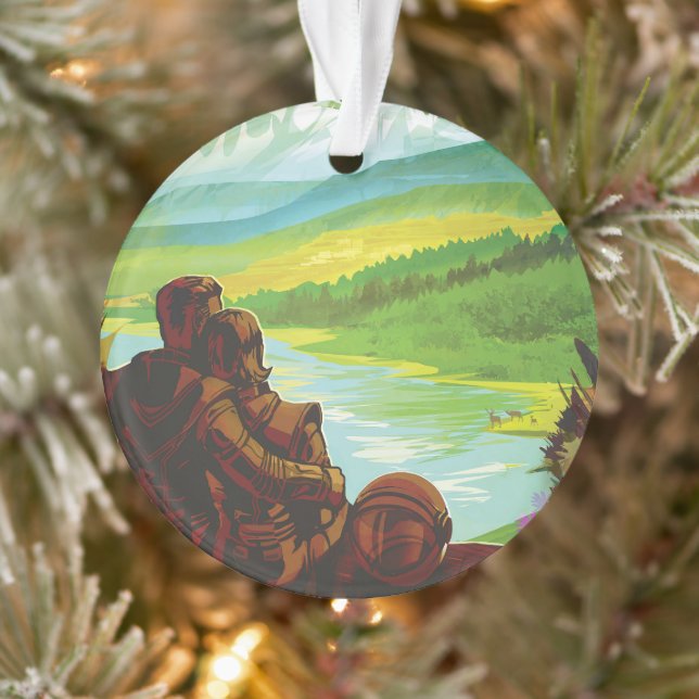 Retro Space Travel Poster-an-Earth Science Mission Ornament (Baum)