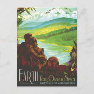 Retro Space Travel Poster-an-Earth Science Mission Postkarte
