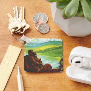 Retro Space Travel Poster-an-Earth Science Mission Schlüsselanhänger