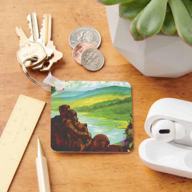 Retro Space Travel Poster-an-Earth Science Mission Schlüsselanhänger (Schreibtisch)