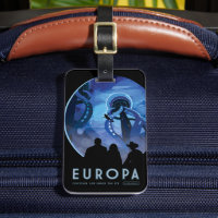 Retro Space Travel Poster - Jupiter's Moon Europa.