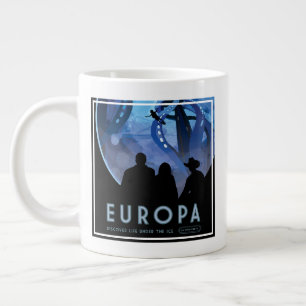 Retro Space Travel Poster - Jupiter's Moon Europa. Jumbo-Tasse