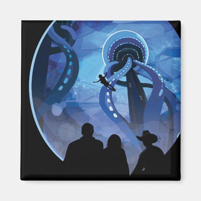 Retro Space Travel Poster - Jupiter's Moon Europa. Magnet (Vorne)