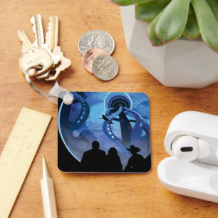 Retro Space Travel Poster - Jupiter's Moon Europa. Schlüsselanhänger