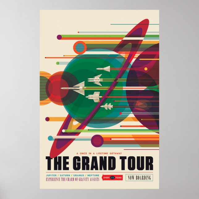 Retro Space Travel Poster - Solar System Grand Tou (Vorne)