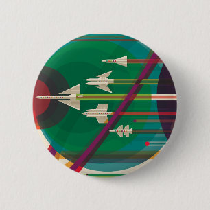 Retro Space Travel Poster - Solar System Grand Tou Button
