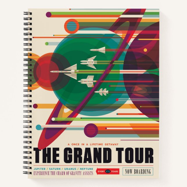 Retro Space Travel Poster - Solar System Grand Tou Notizbuch (Vorderseite)
