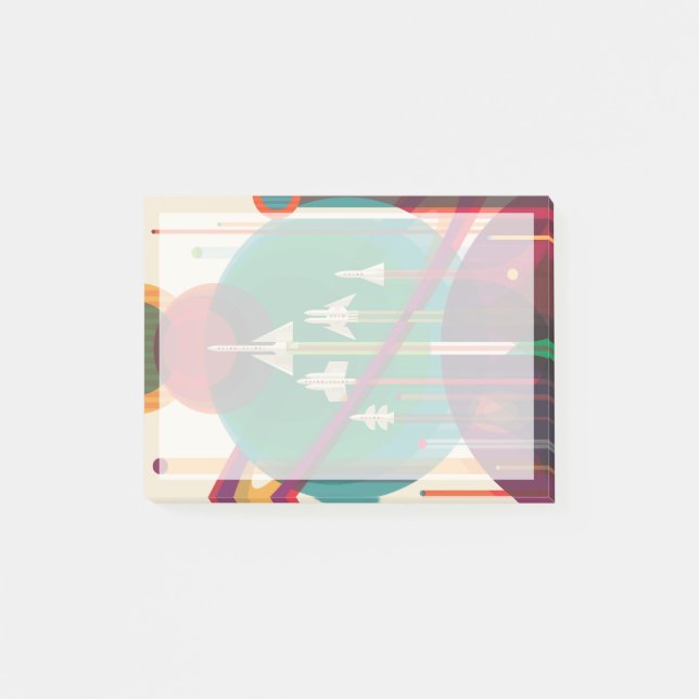 Retro Space Travel Poster - Solar System Grand Tou Post-it Klebezettel (Vorderseite)