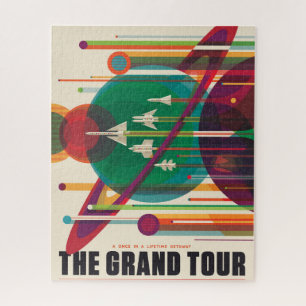 Retro Space Travel Poster - Solar System Grand Tou Puzzle