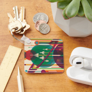 Retro Space Travel Poster - Solar System Grand Tou Schlüsselanhänger