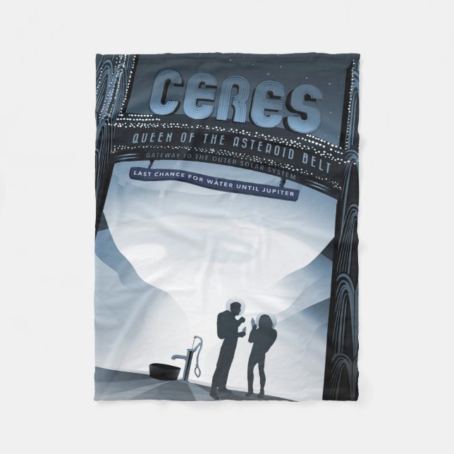 Retro Space Travel Poster-Zwerg Planet Ceres. Fleecedecke (Vorderseite)