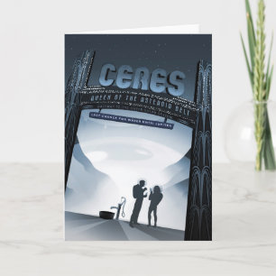 Retro Space Travel Poster-Zwerg Planet Ceres. Karte
