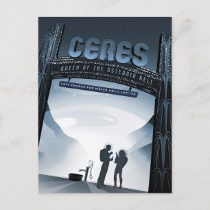 Retro Space Travel Poster-Zwerg Planet Ceres. Postkarte