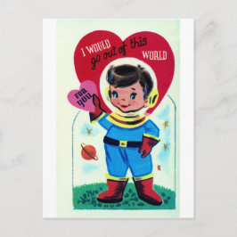 Retro Space Valentine Feiertagspostkarte