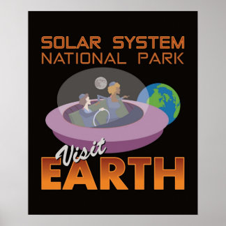 Retro Spaceship Flying Saucer Funny Space Travel V Poster