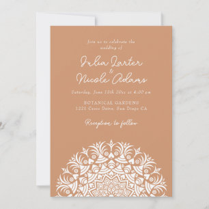 Retro Spanisch abstraktes florales Mandala-Hochzei Einladung