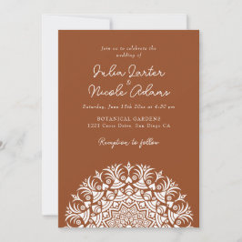Retro Spanish Abstract Floral Mandala Wedding Einladung