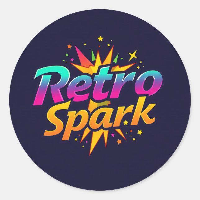 "Retro Spark Runder Aufkleber (Vorderseite)