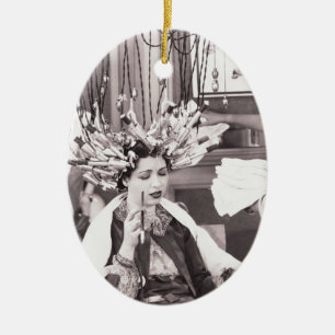 Retro-Spaß-Friseursalon Keramik Ornament
