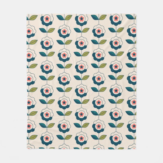 Retro-Spaß-Garten-Blumenmuster Fleecedecke (Vorderseite)