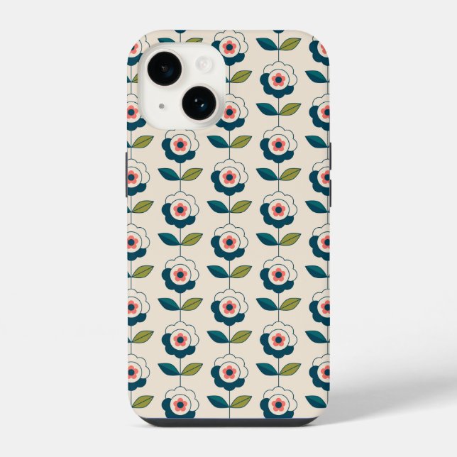 Retro-Spaß-Garten-Blumenmuster iPhone Hülle (Rückseite)