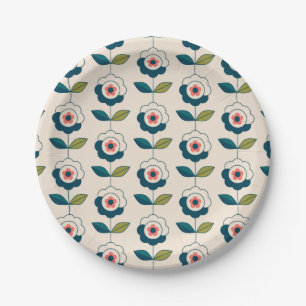Retro-Spaß-Garten-Blumenmuster Pappteller