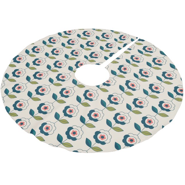 Retro-Spaß-Garten-Blumenmuster Polyester Weihnachtsbaumdecke (Schrägansicht)