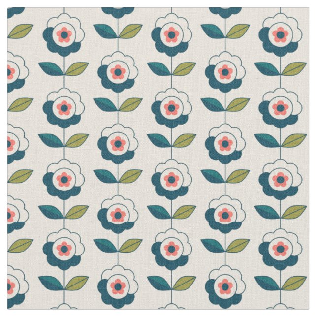 Retro-Spaß-Garten-Blumenmuster Stoff (Nahaufnahme)