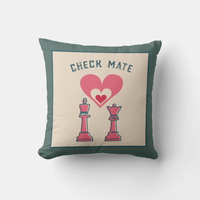 Retro Spaß Valentine Geschenke Checkmate Paar Pilz Kissen (Vorderseite)