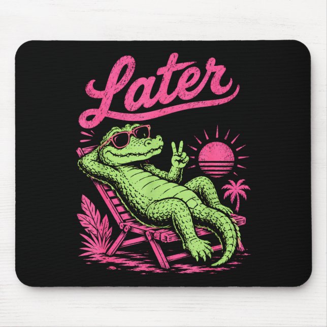 Retro später Alligator danach Krokodil chill  Mousepad (Vorne)