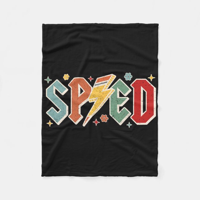 Retro Sped Lehrer Bleistift Blitz Zurück zur Schul Fleecedecke (Vorderseite)