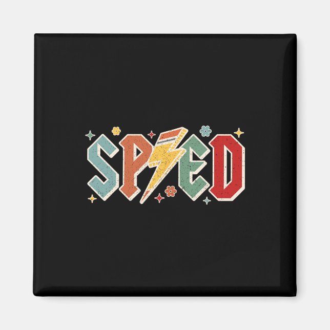 Retro Sped Lehrer Bleistift Blitz Zurück zur Schul Magnet (Vorne)