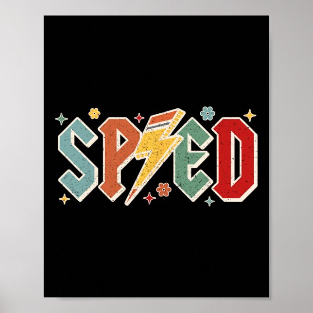 Retro Sped Lehrer Bleistift Blitz Zurück zur Schul Poster (Vorne)