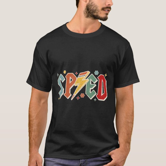 Retro Sped Teacher Pencil Lightning Bolt Back To S T-Shirt (Vorderseite)
