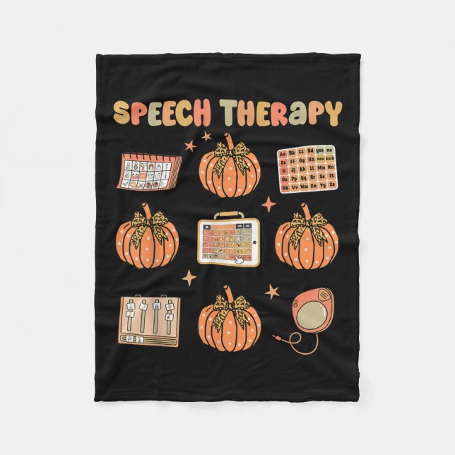 Retro Speech Therapy Slp Fall Pumpkin Speech Thera Fleecedecke (Vorderseite)