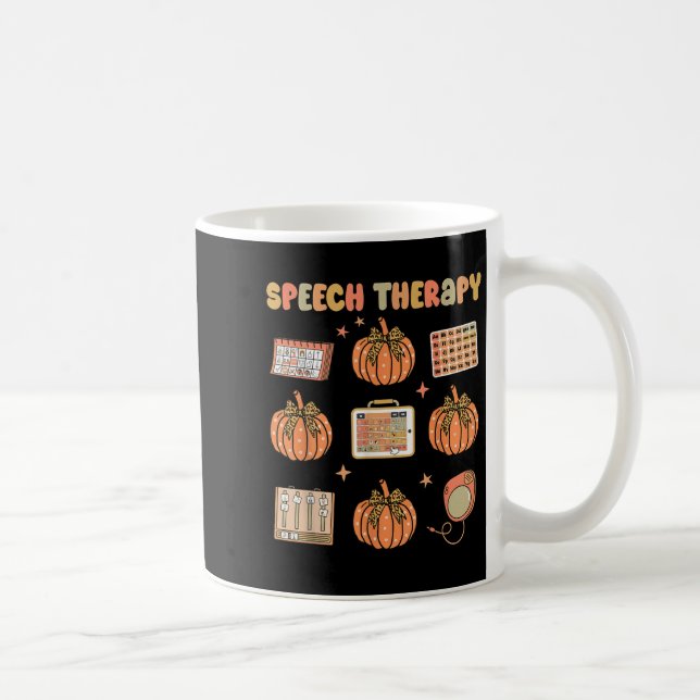Retro Speech Therapy Slp Fall Pumpkin Speech Thera Kaffeetasse (Rechts)