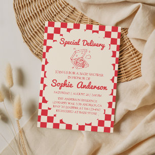 Retro Spezial-Lieferung Pizza Baby Shower Einladung