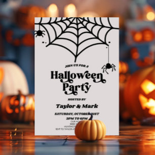 Retro Spider Spiderweb Halloween-Party Einladung