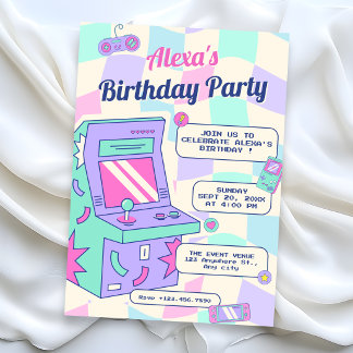 Retro-Spiel-Geburtstag Einladung