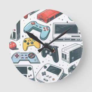 Retro-Spiele Runde Wanduhr