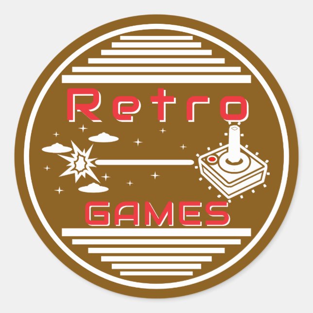 Retro-Spiele Runder Aufkleber (Vorderseite)