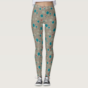 Retro Spielende kleine Moleküle Universe Blue Gra Leggings