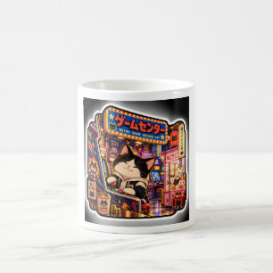 Retro-Spielhalle-Katzenbecher Japanische Arcade- Kaffeetasse